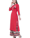 Women's Kurta and Palazzo Set Cotton Blend Color- Red