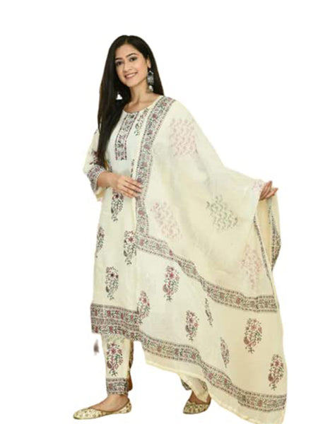 Gota Patti Cotton Printing Straight Kurta Pant Set