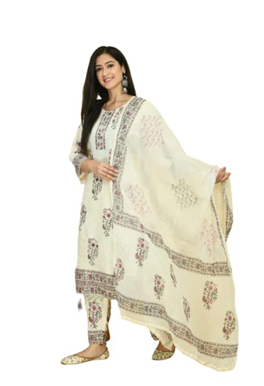 Gota Patti Cotton Printing Straight Kurta Pant Set