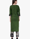 Olive Green Cotton Kurti with Black Printed Palazoo