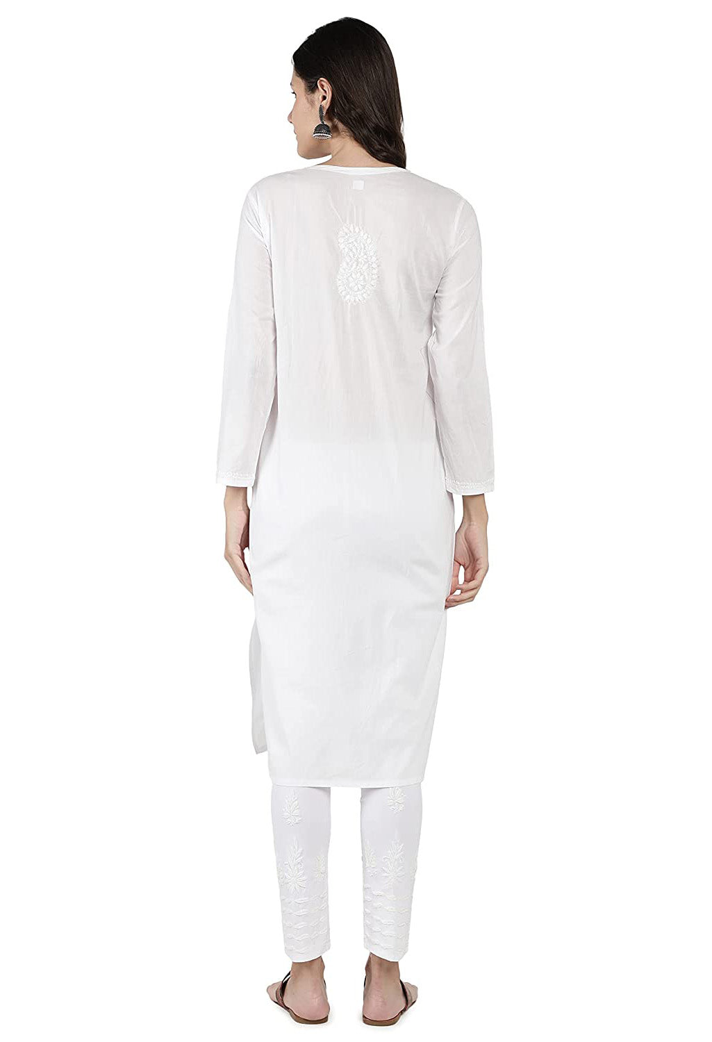 Lucknowi Hand-Embroidery White Cotton Chikankari Kurta Set