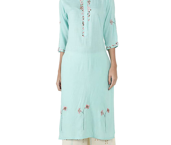 Lucknowi Pure Cotton Kurta Set with Block Print Dupatta