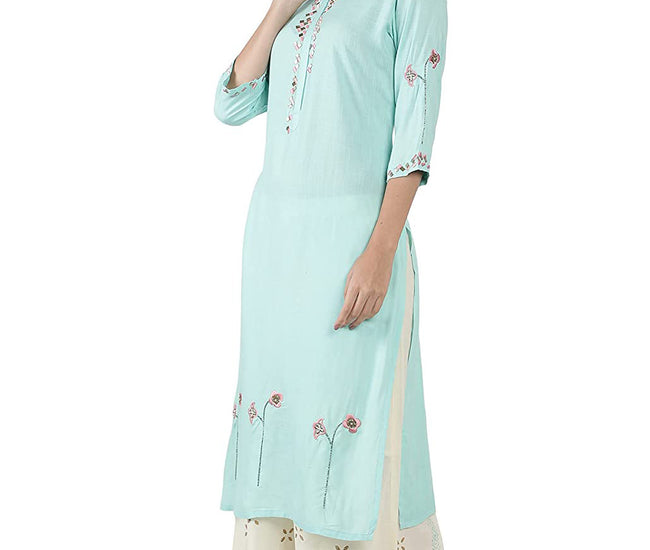 Lucknowi Pure Cotton Kurta Set with Block Print Dupatta