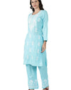 Lucknowi Regular Fit Organic Cotton kurta with Complete Hand Embroidery