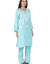 Lucknowi Regular Fit Organic Cotton kurta with Complete Hand Embroidery