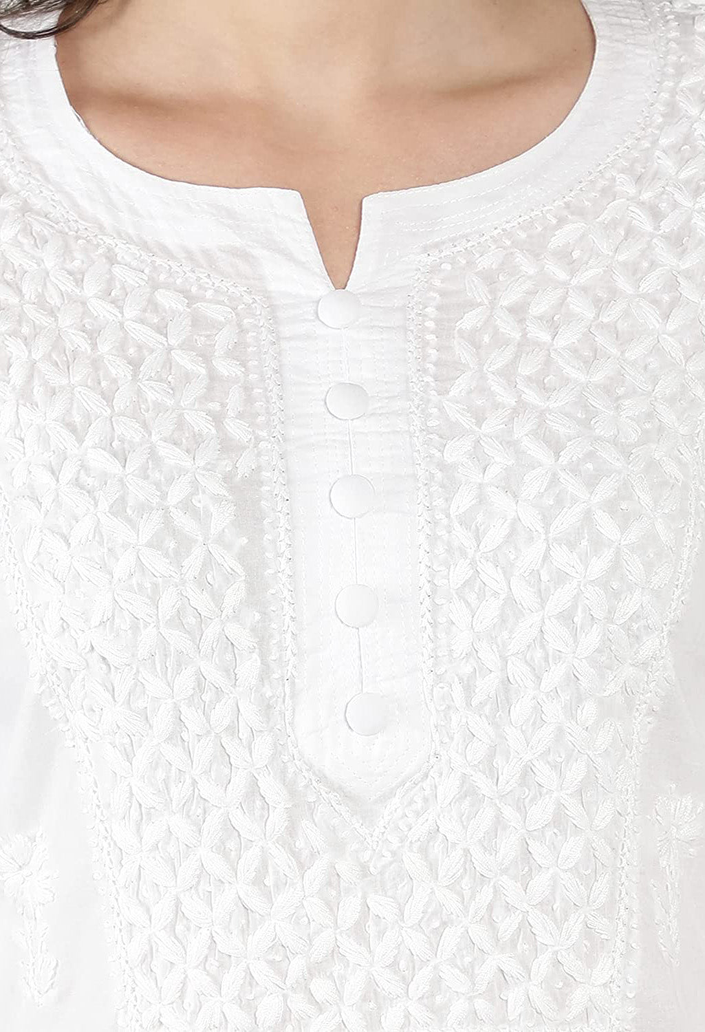 Lucknowi Hand-Embroidery White Cotton Chikankari Kurta Set